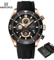 Naviforce NF 8038 Men’s Silicon Sports Watch – Black & Gold