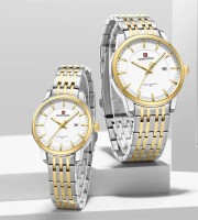 Naviforce NF9228 Silver Gold Couple Watch