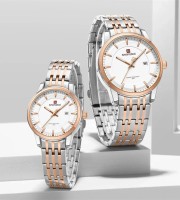 Naviforce NF9228 Silver Rose Gold Couple Watch