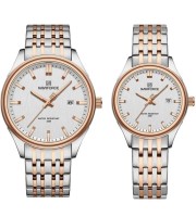 Naviforce NF8039 Silver Rose Gold Couple Watch